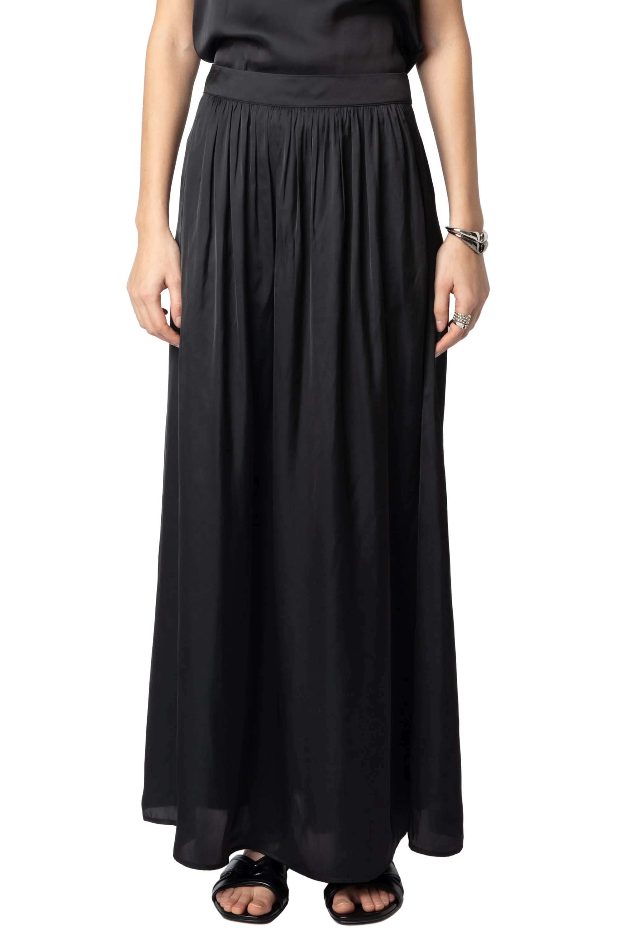 Jady Satin Bijoux Skirt | Black