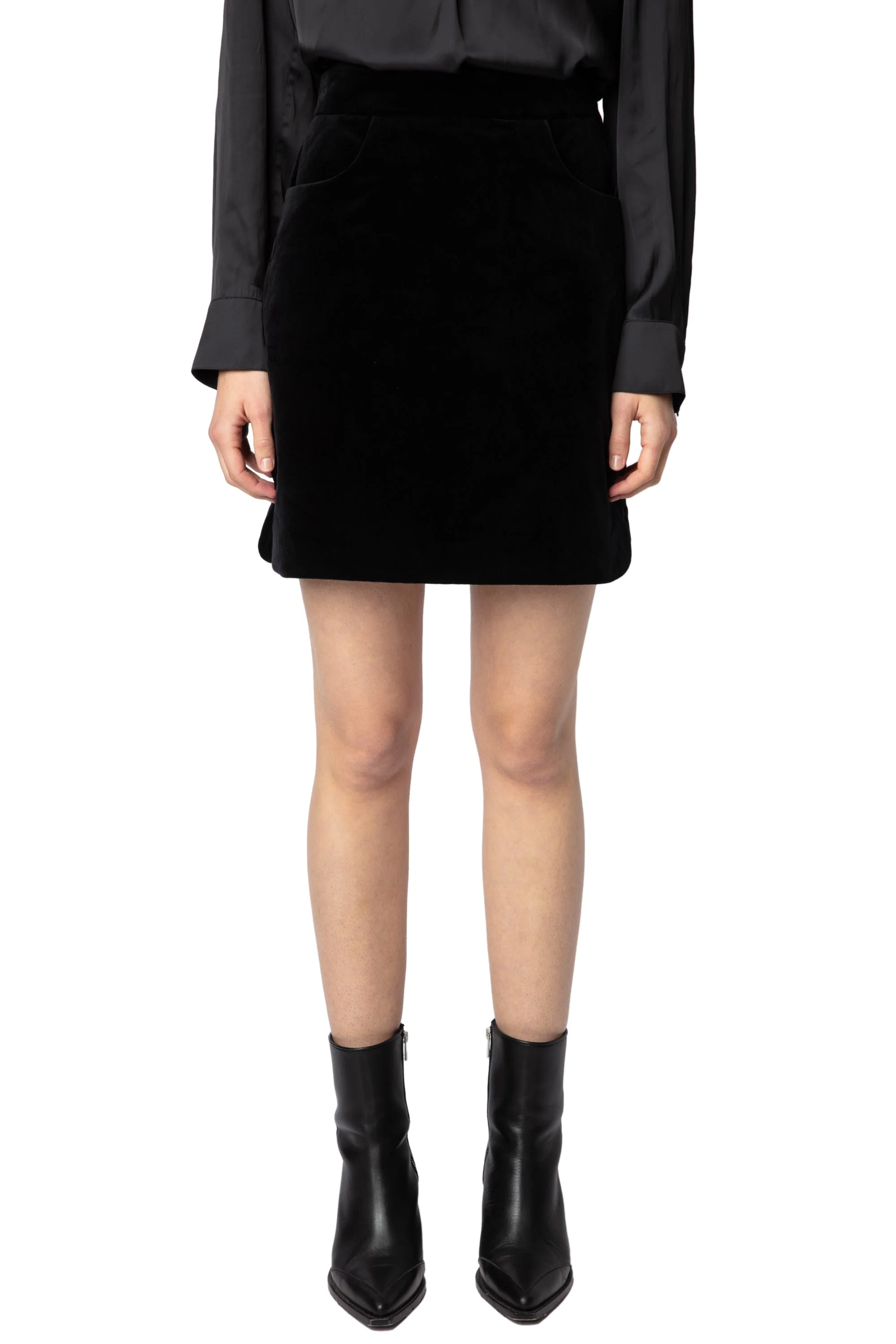 Jinette Velvet Skirt | Black