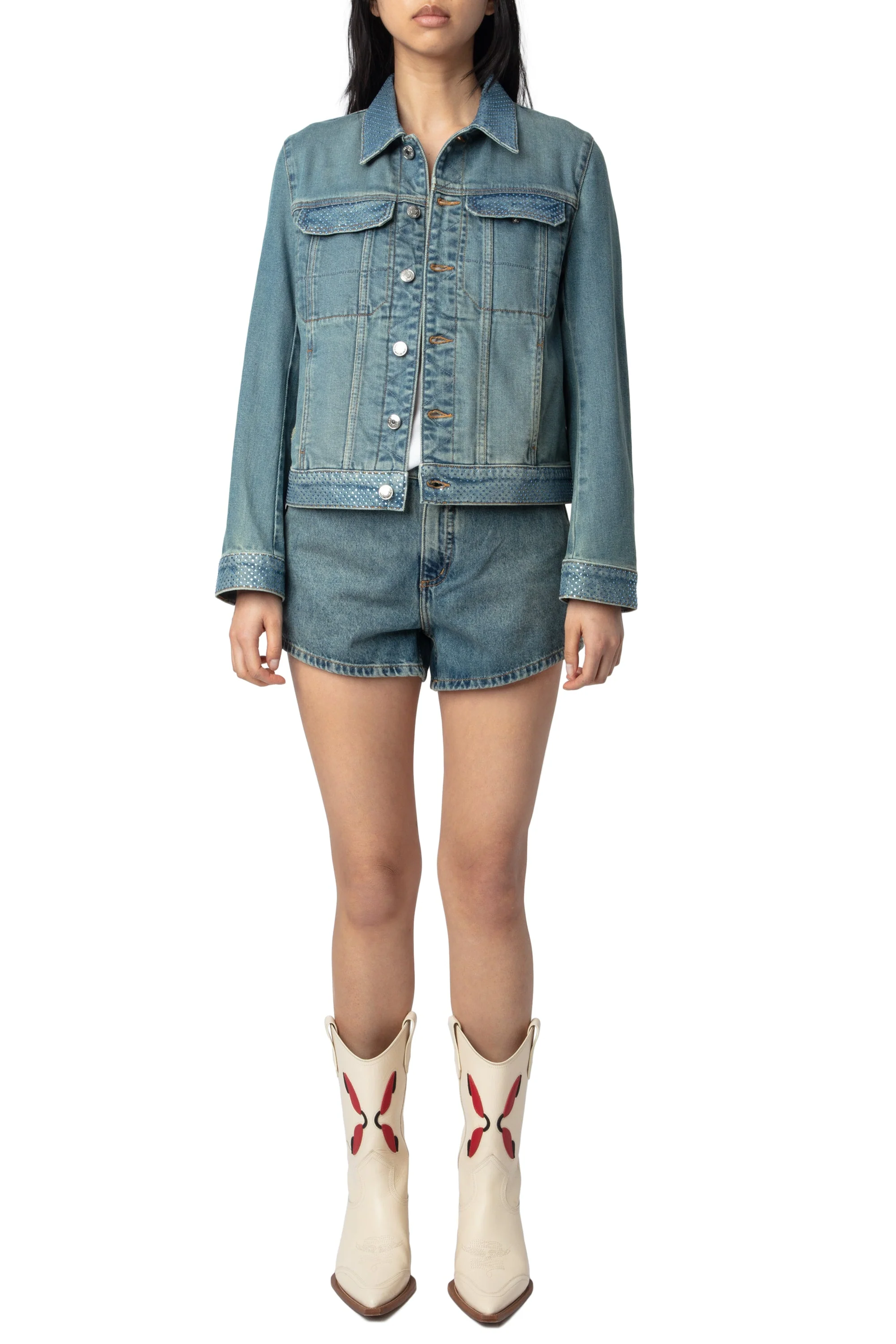 Kioky Denim Eco Strass Jacket | Light Blue - Image 2
