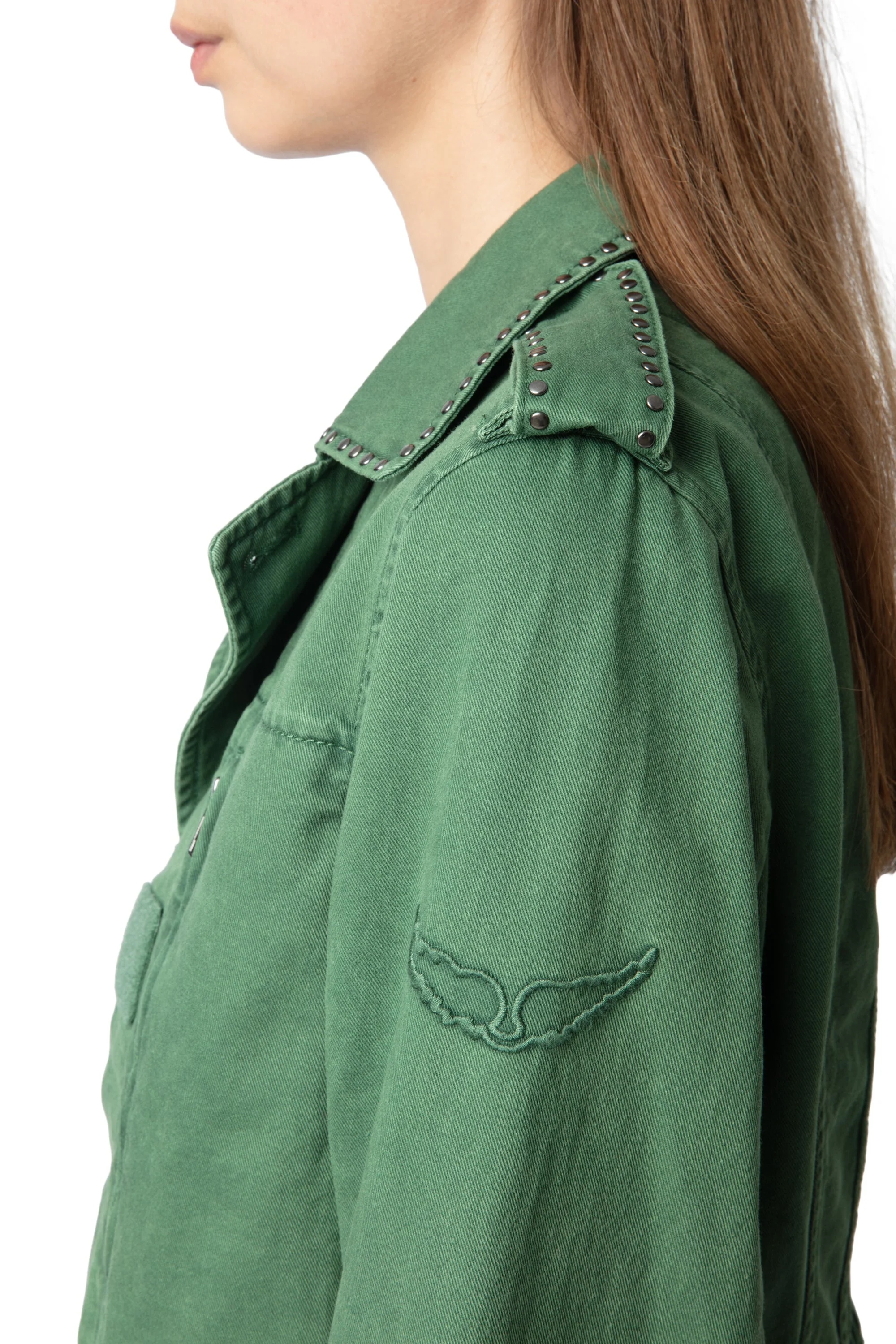 Klimi Coton Lave Studs Jacket | Coriander - Image 3