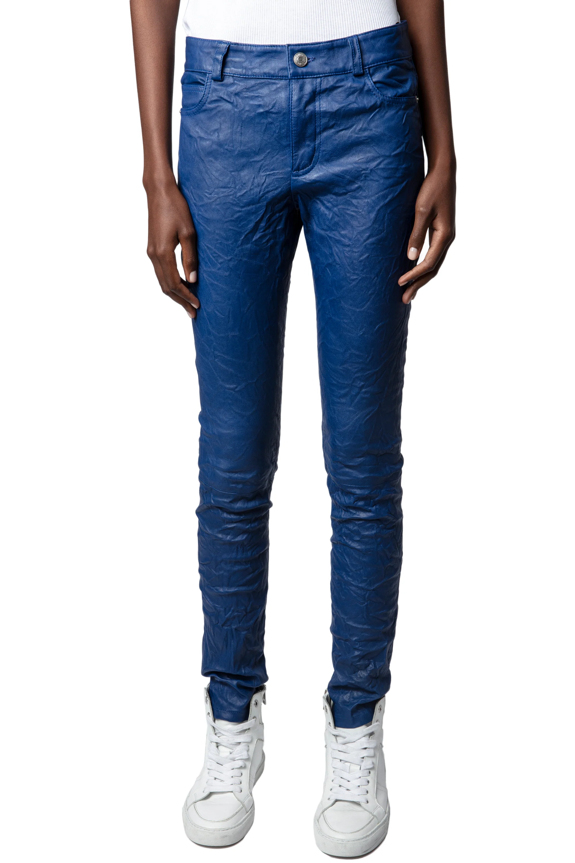 Phlame Creased Leather Pants | Ocean