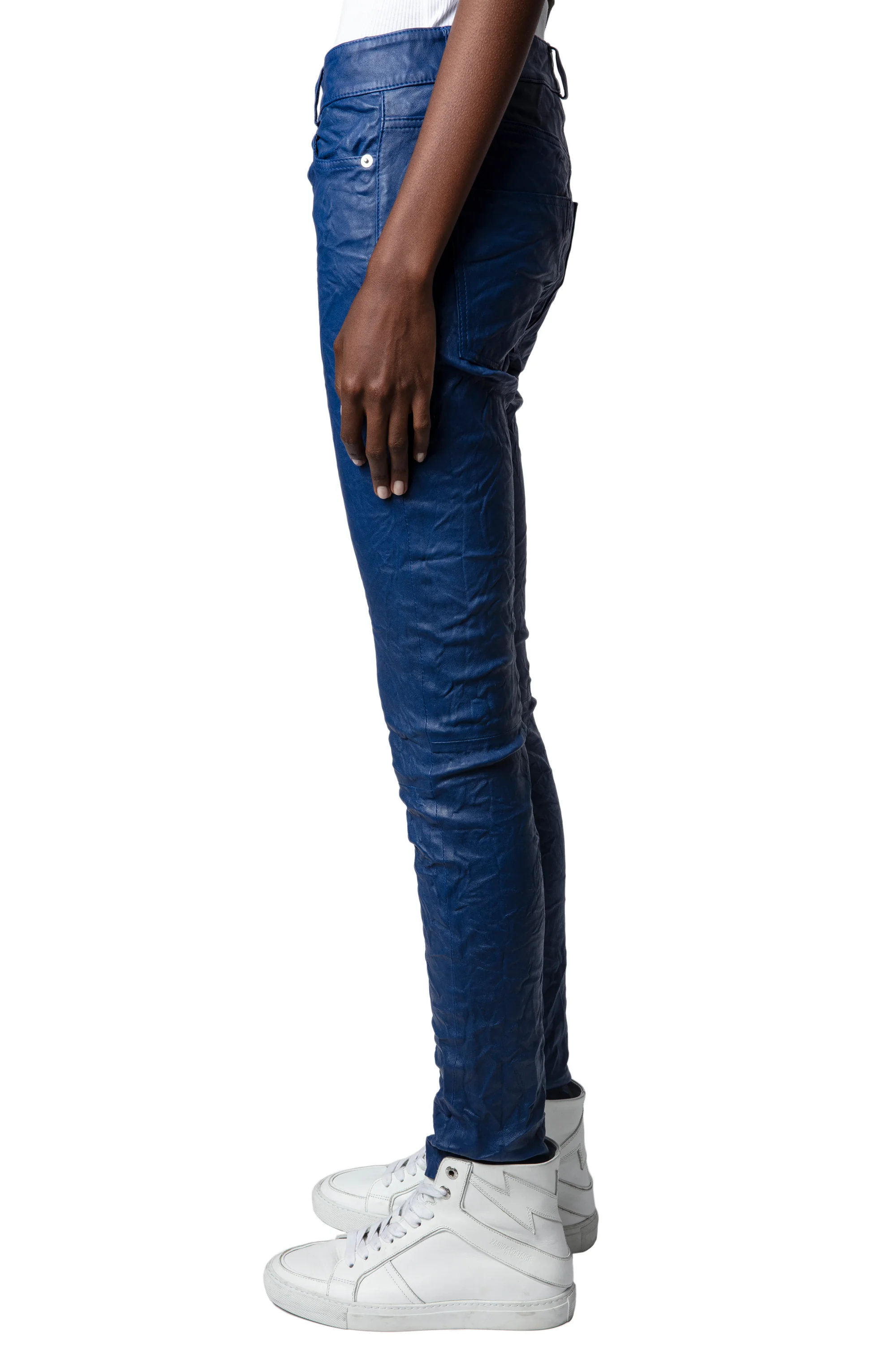 Phlame Creased Leather Pants | Ocean - Image 3