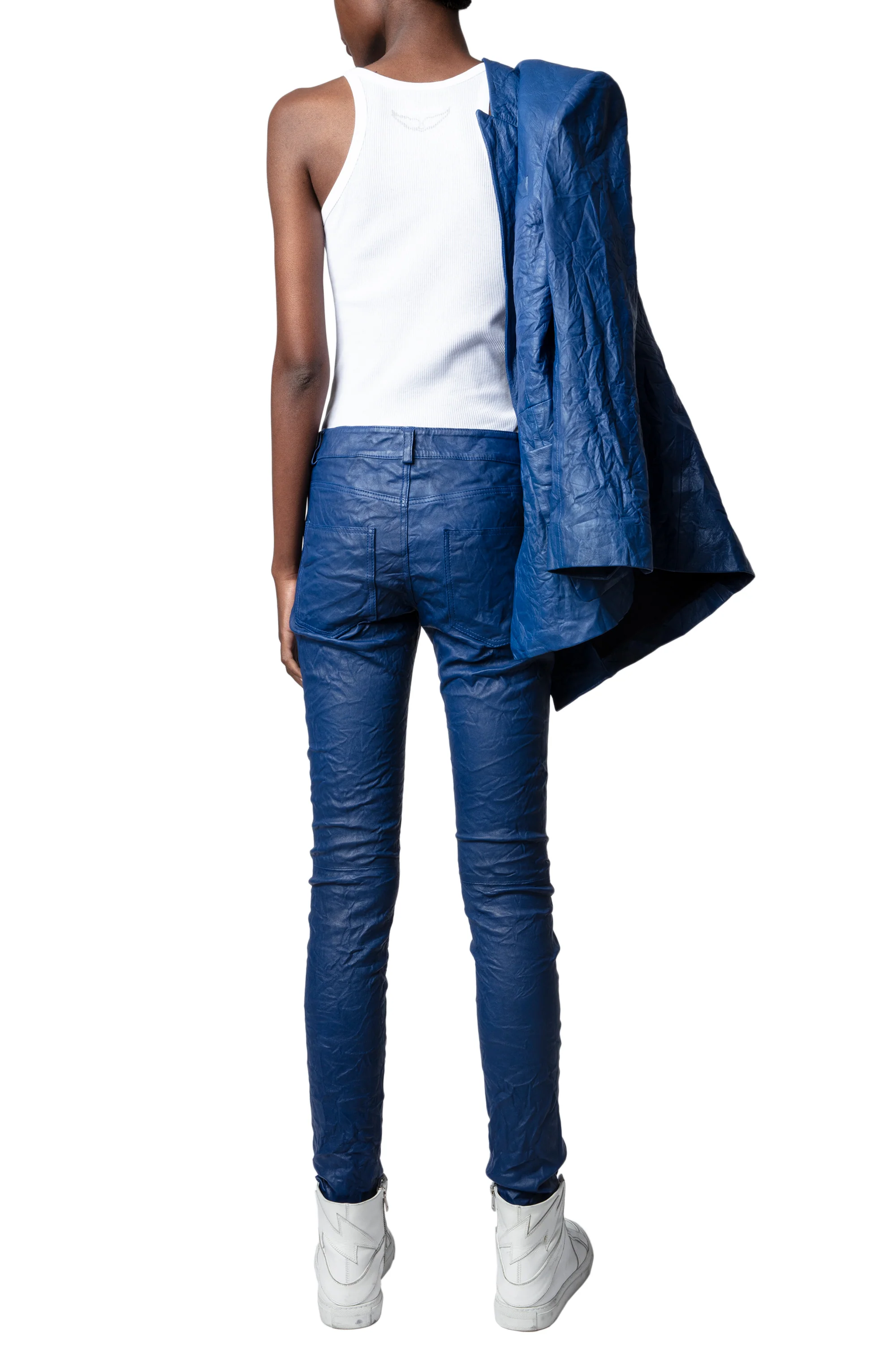 Phlame Creased Leather Pants | Ocean - Image 5