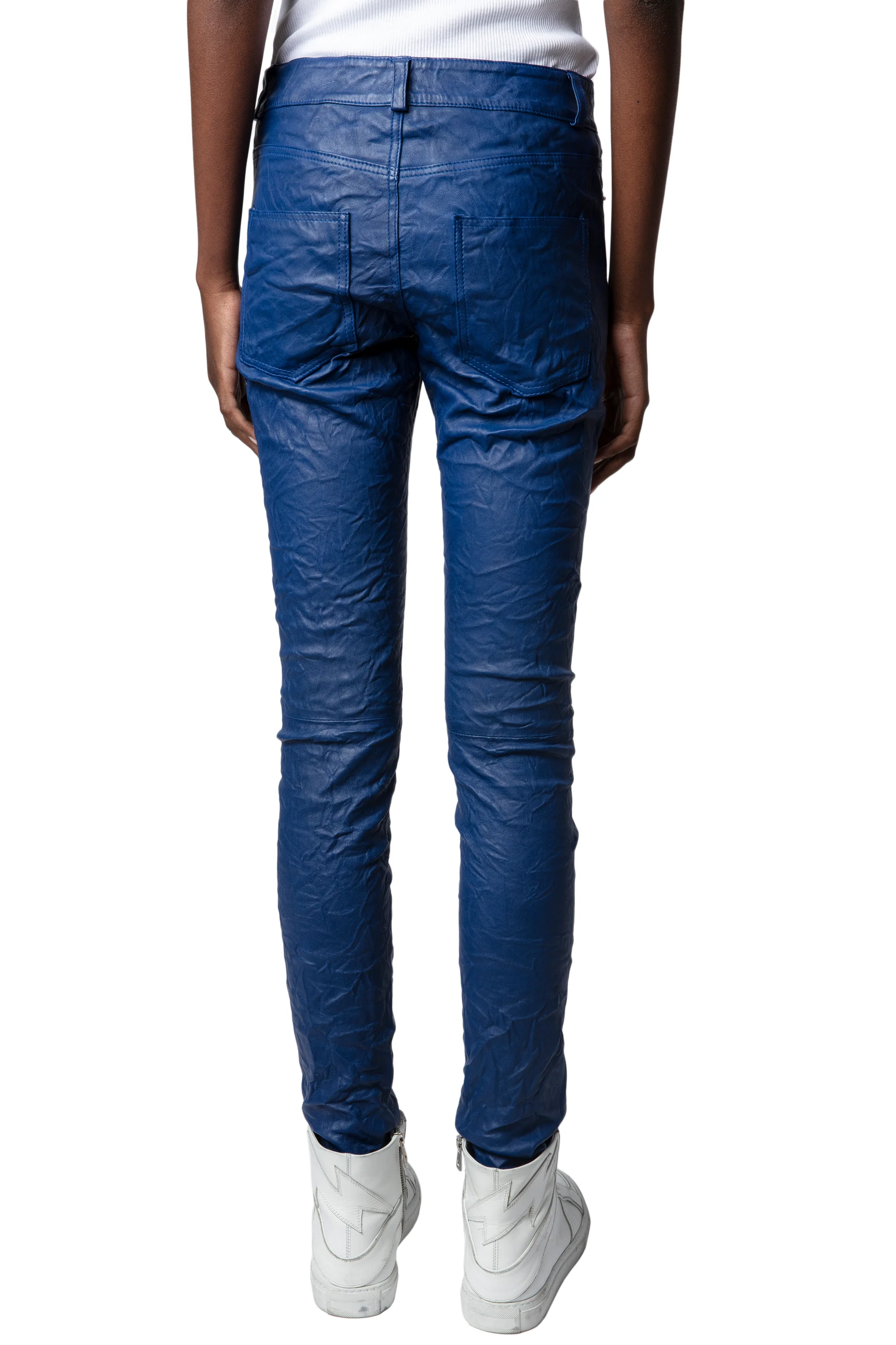 Phlame Creased Leather Pants | Ocean - Image 6