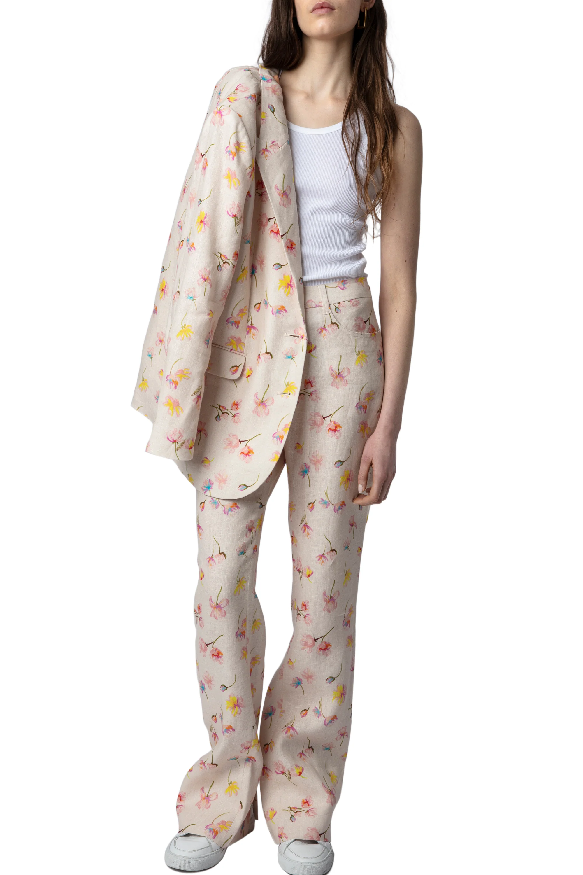 Pistol Slit Linen Courtney Pants | Vanilla - Image 3
