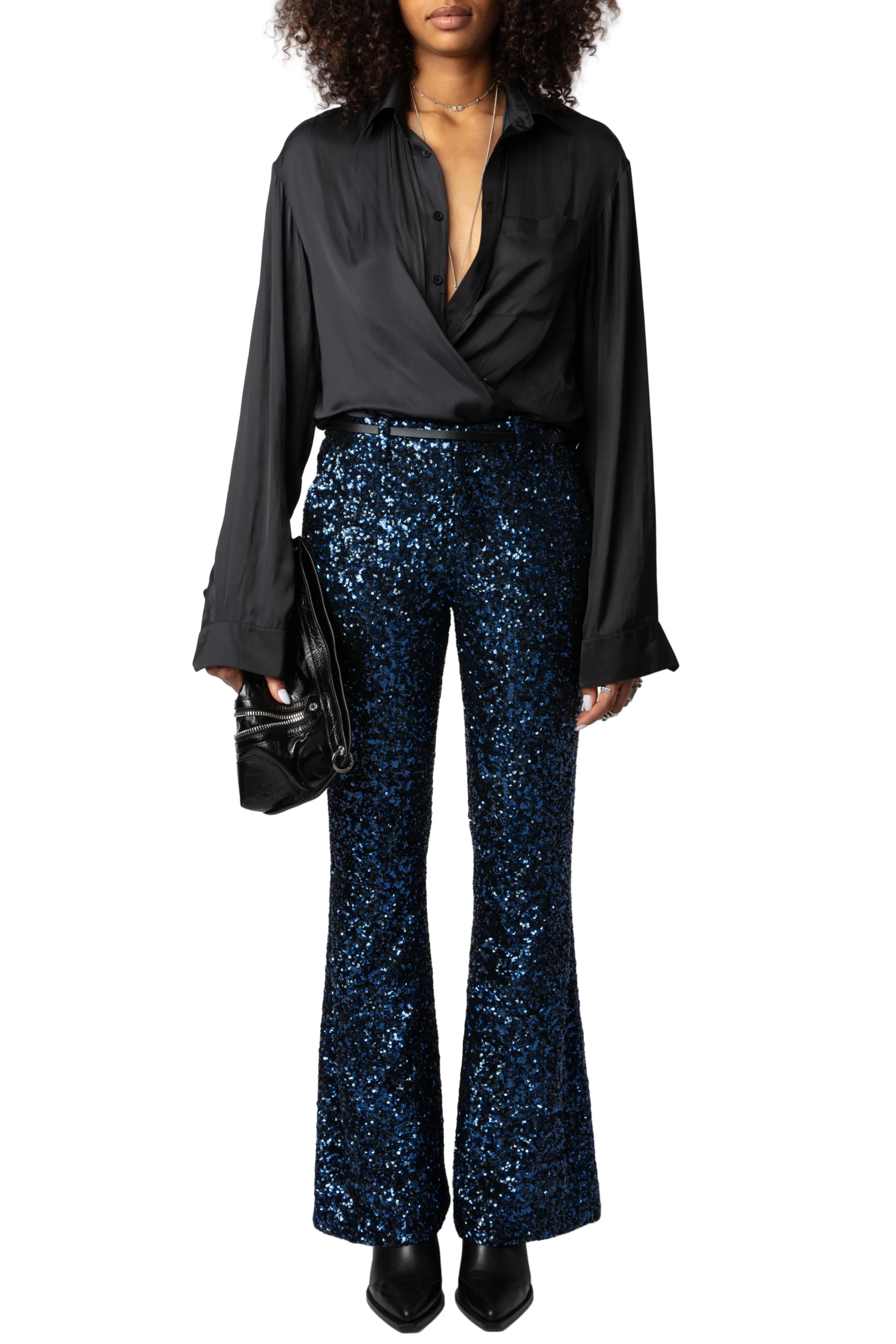 Prevy Sequins Pants | Navy Blue