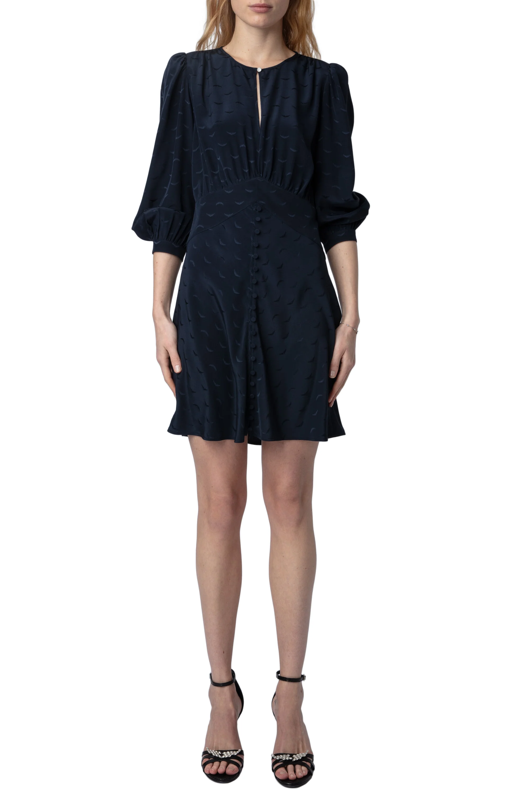 Rhodri Jacquard Wings Dress | Navy Blue
