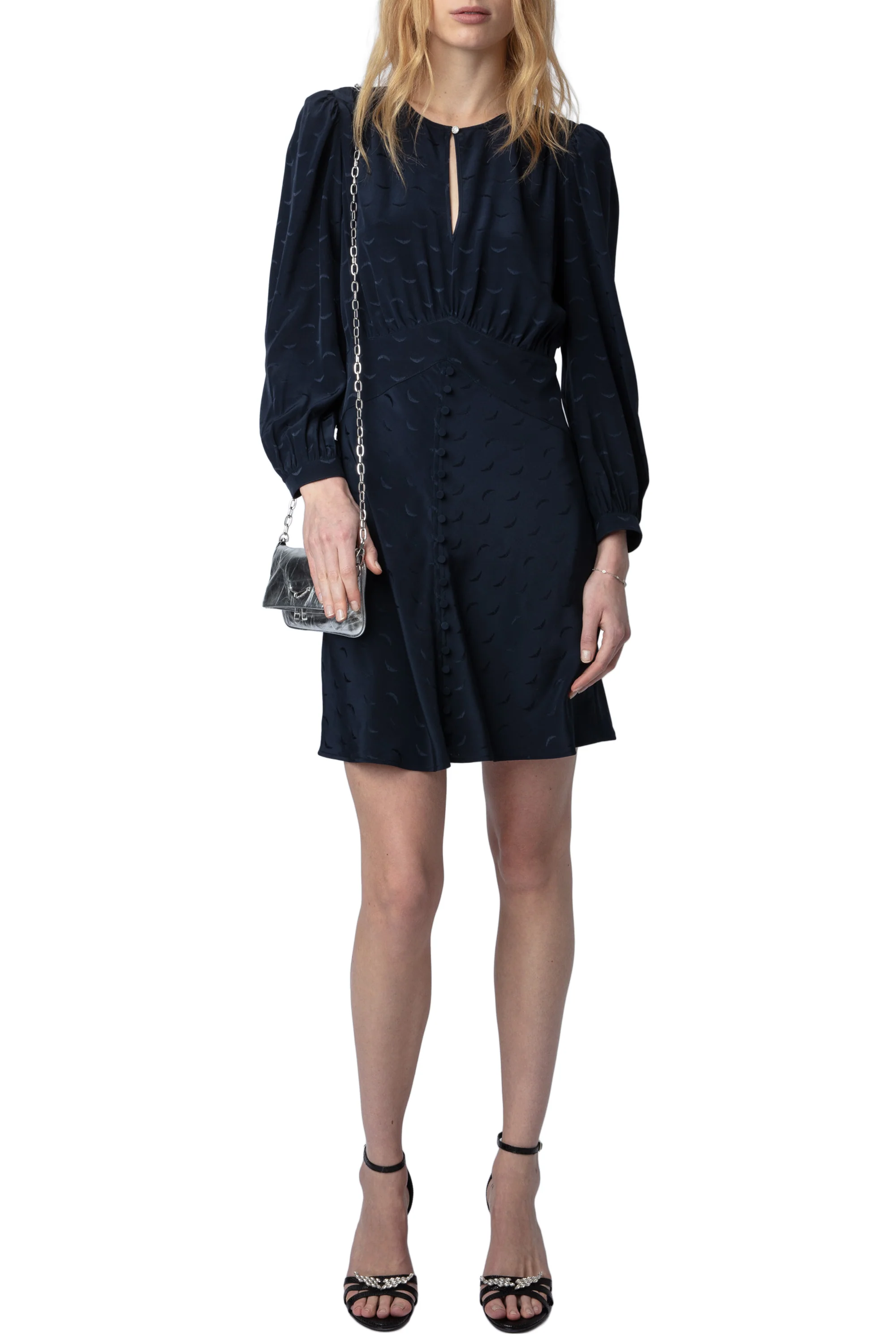 Rhodri Jacquard Wings Dress | Navy Blue - Image 2