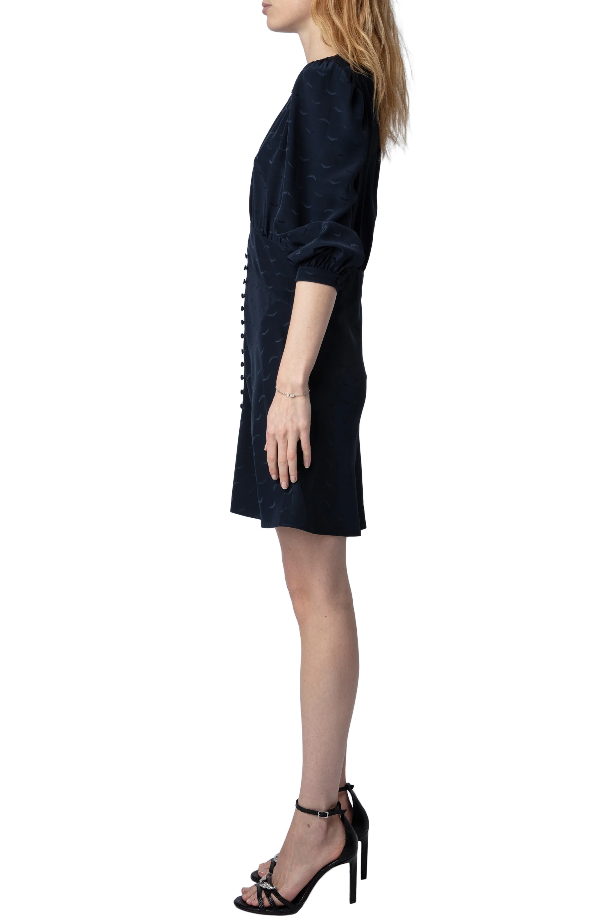 Rhodri Jacquard Wings Dress | Navy Blue - Image 4