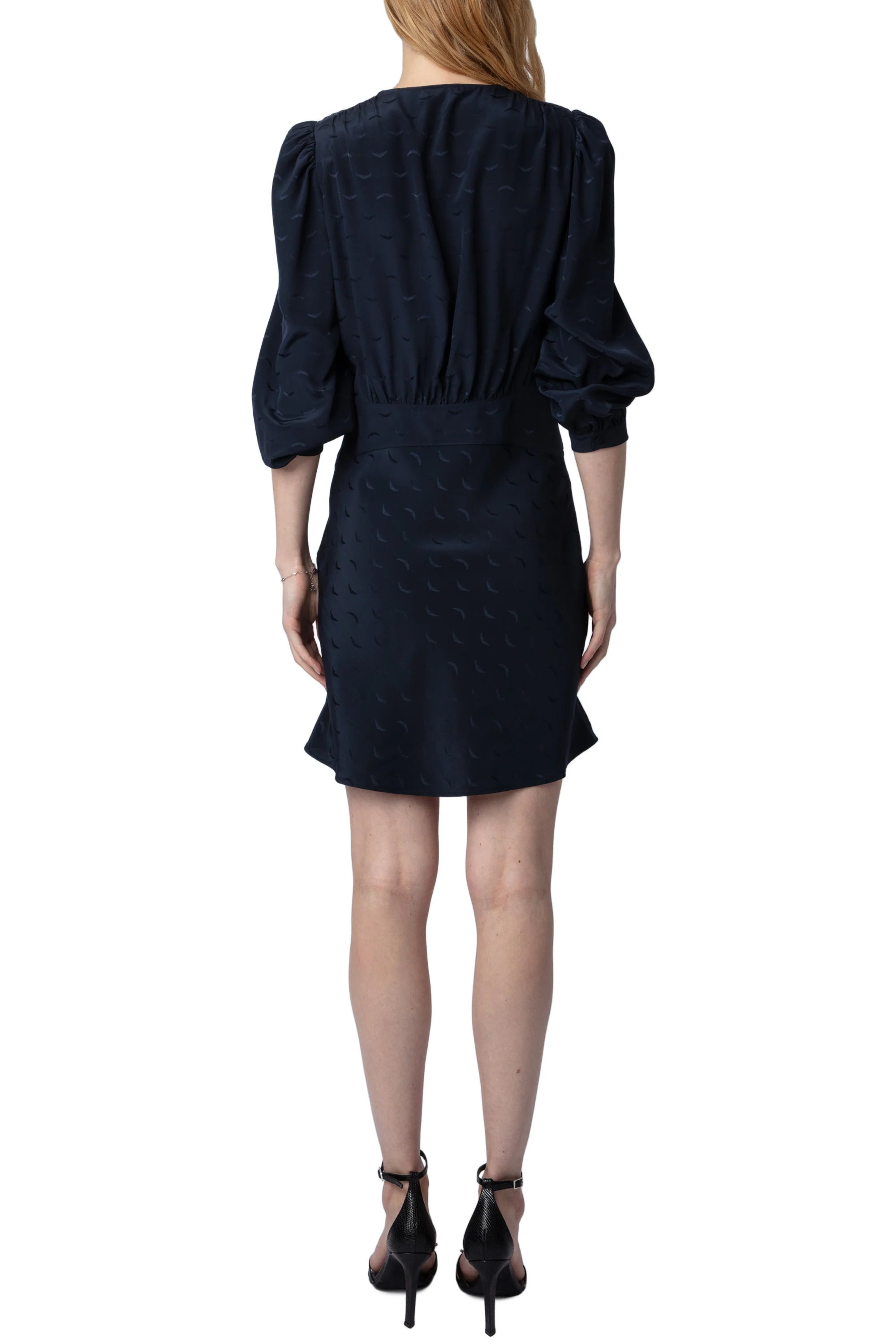 Rhodri Jacquard Wings Dress | Navy Blue - Image 6