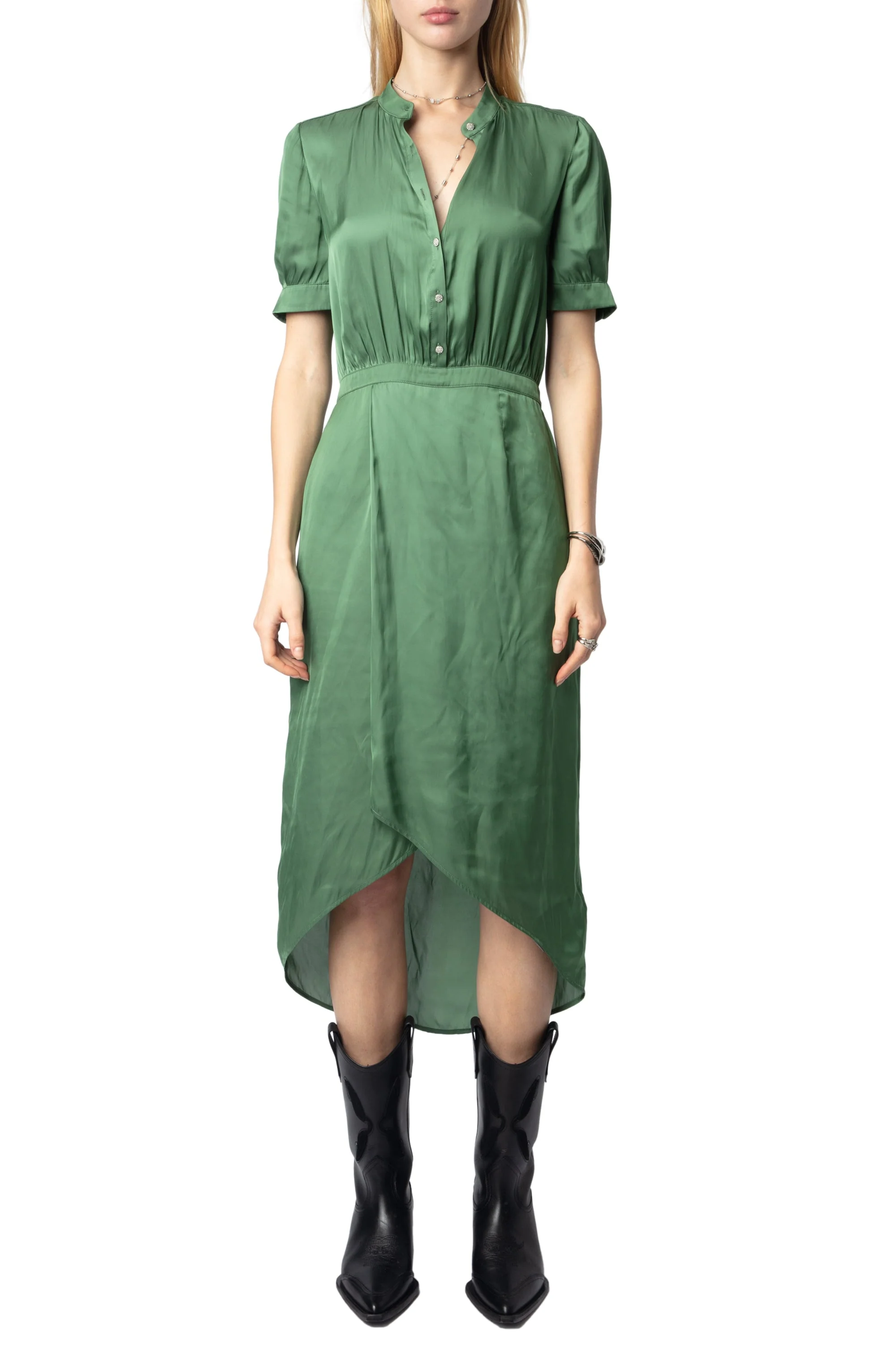 Rimaz Satin Dress | Coriander