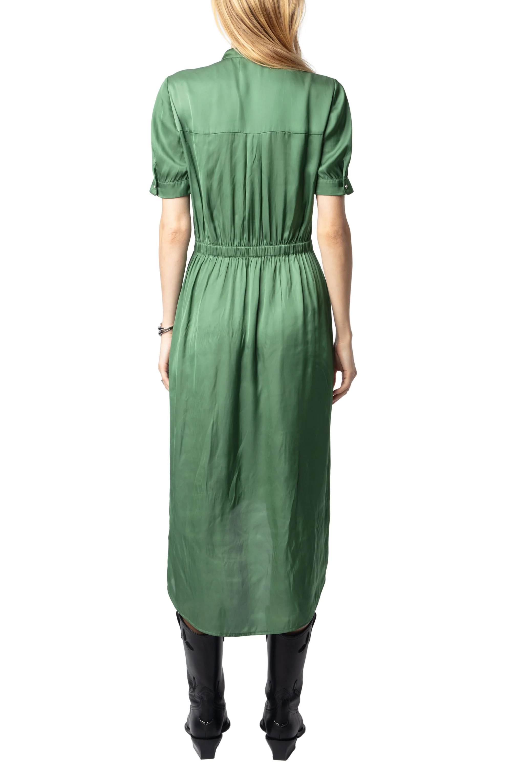 Rimaz Satin Dress | Coriander - Image 4