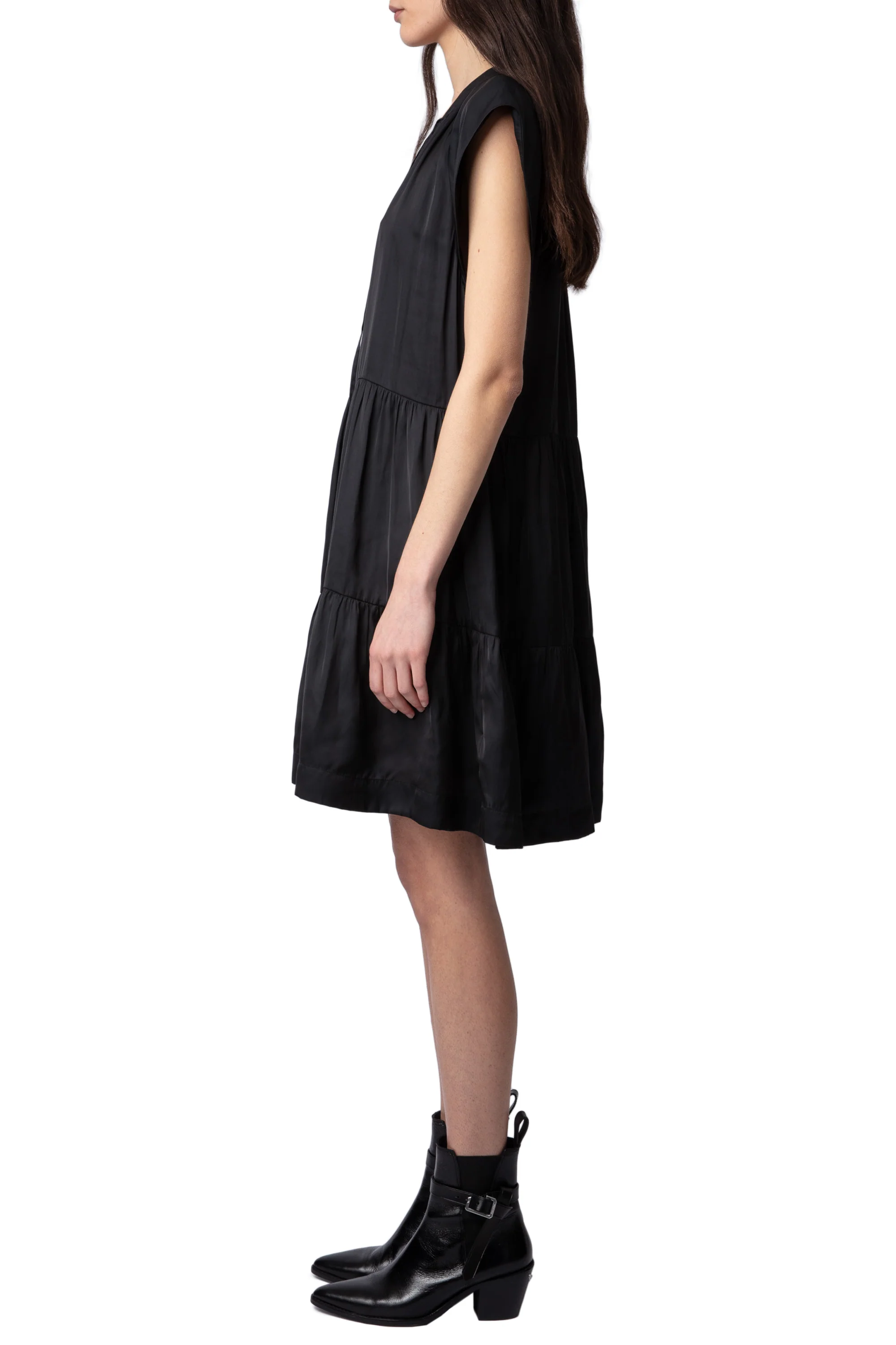Rito Satin Dress | Black - Image 3