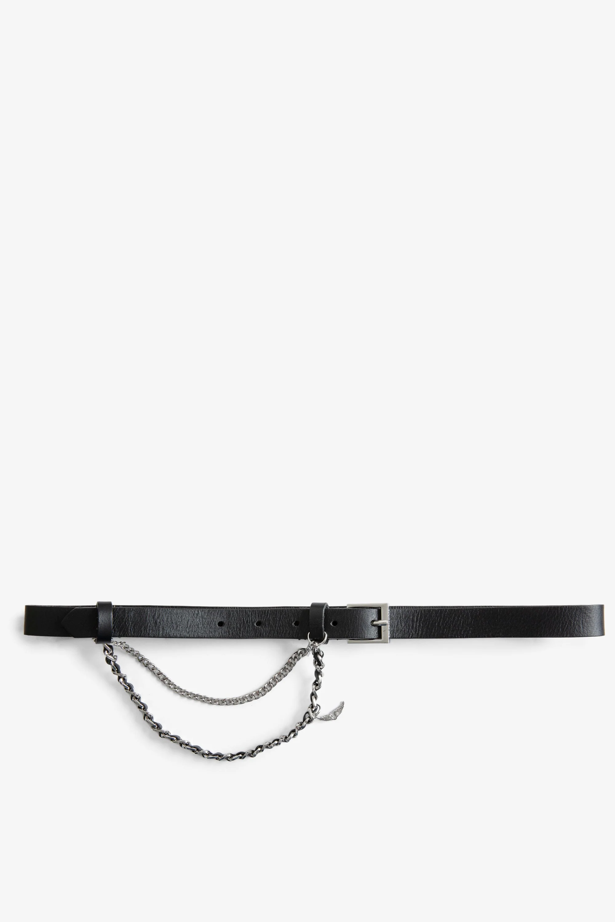 Rock Chain Belt Leather Belt | Black/Silver