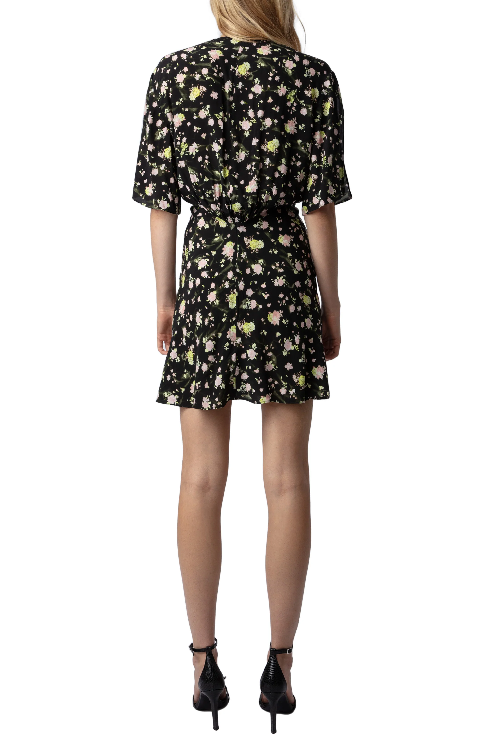 Rozom Soft Crinkle Roses Dress | Black - Image 6