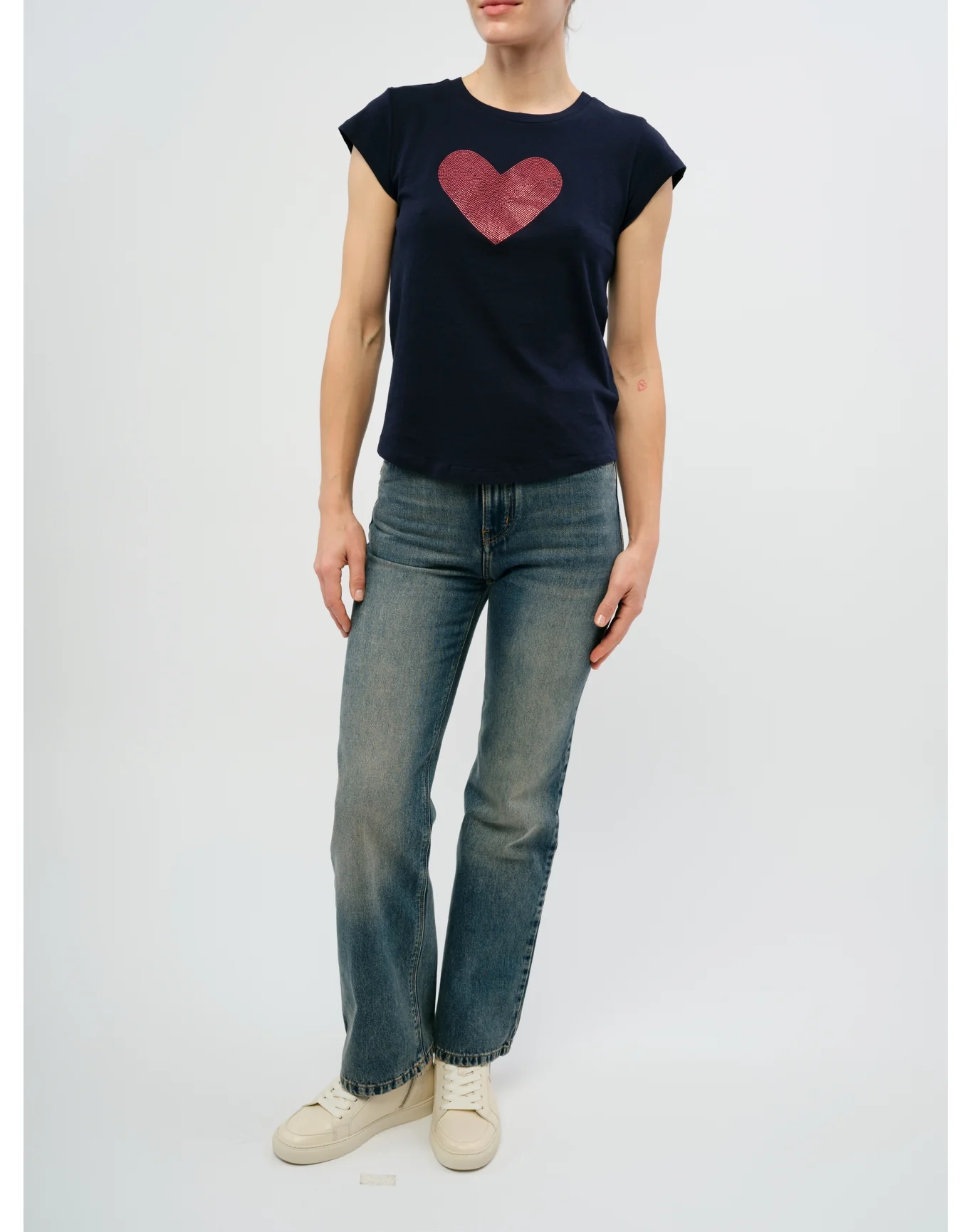 Skinny HC Heart Strass T-Shirt | Navy Blue - Image 2