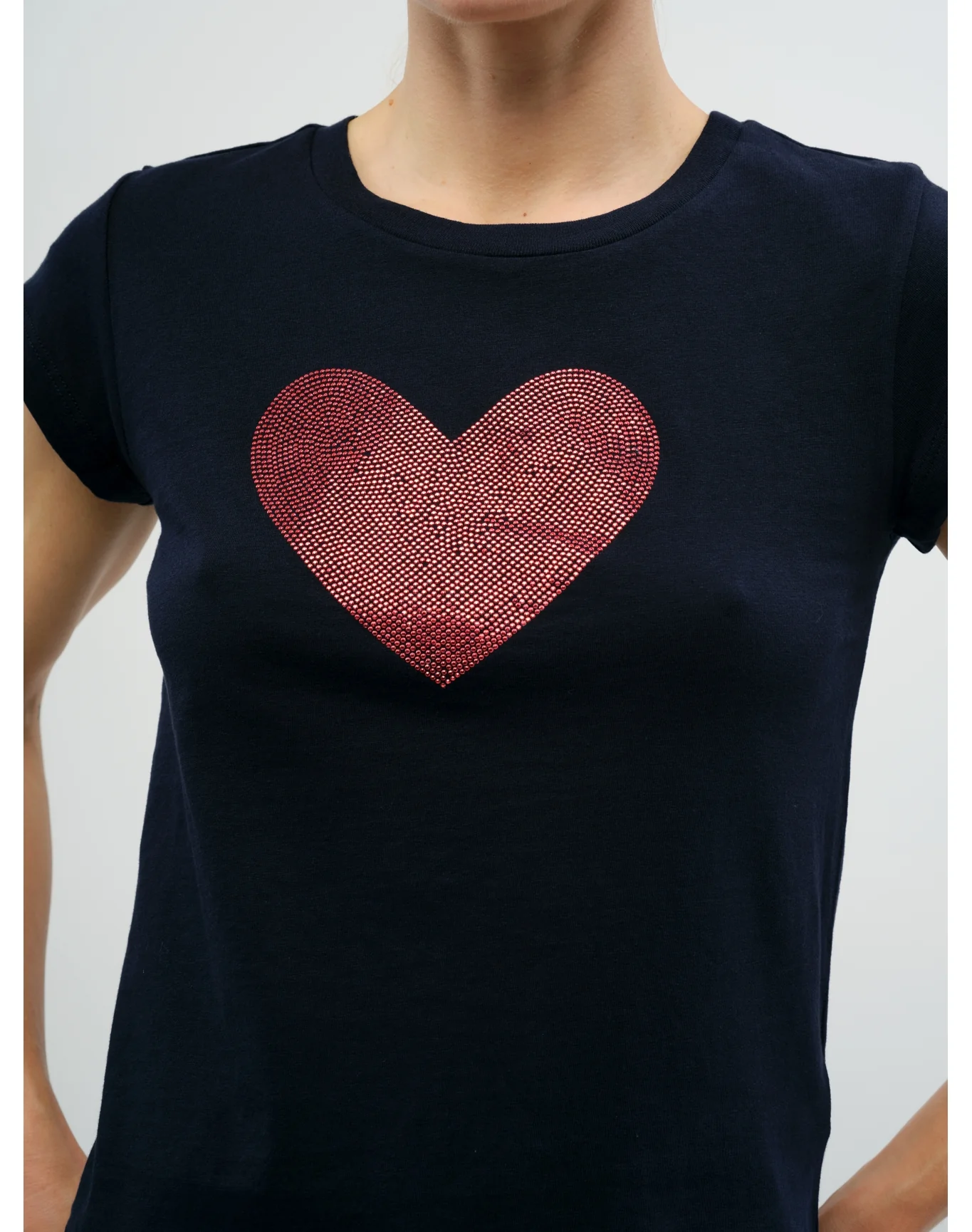 Skinny HC Heart Strass T-Shirt | Navy Blue - Image 3