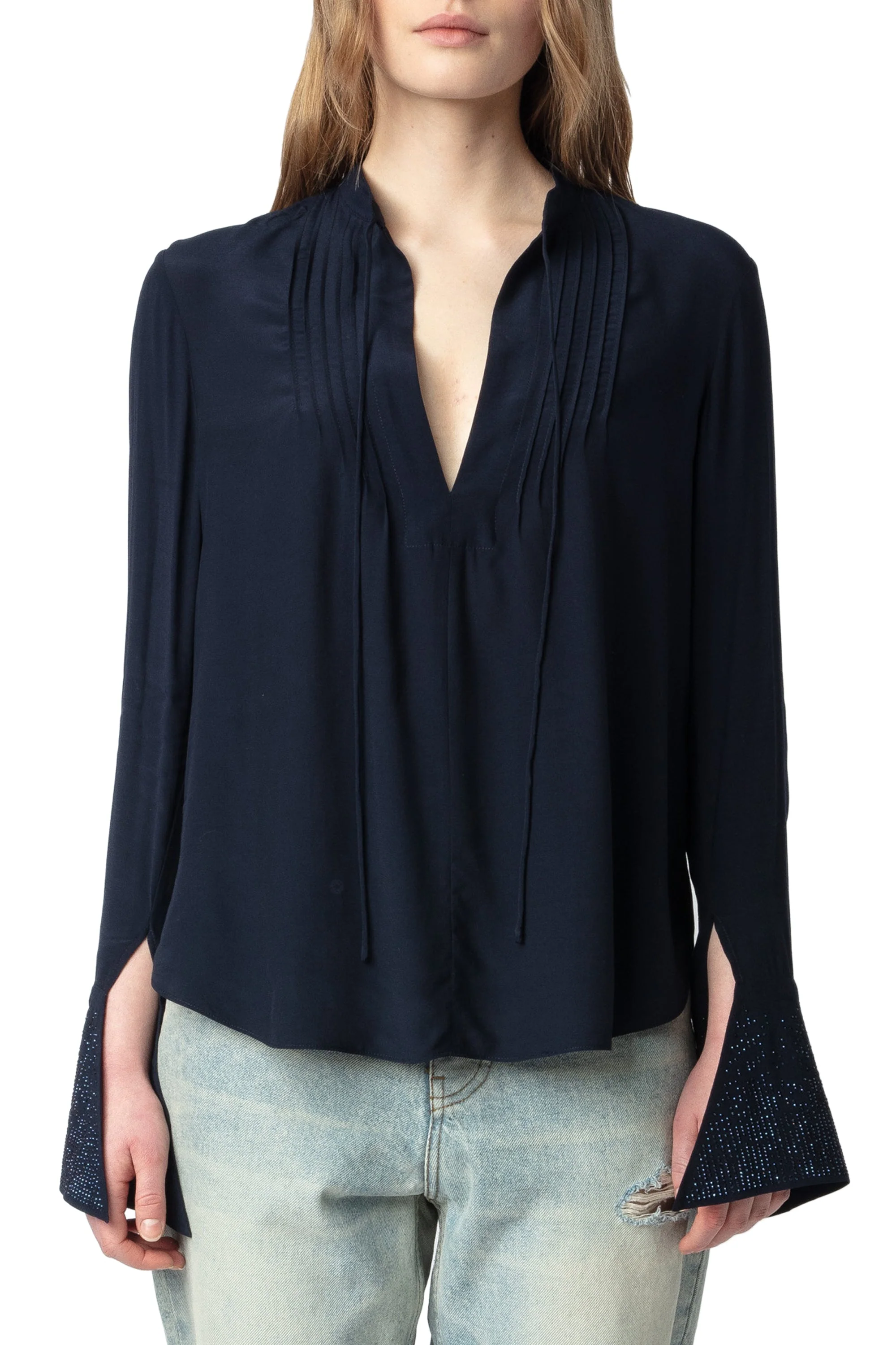 Taika Soft Strass Shirt | Navy Blue