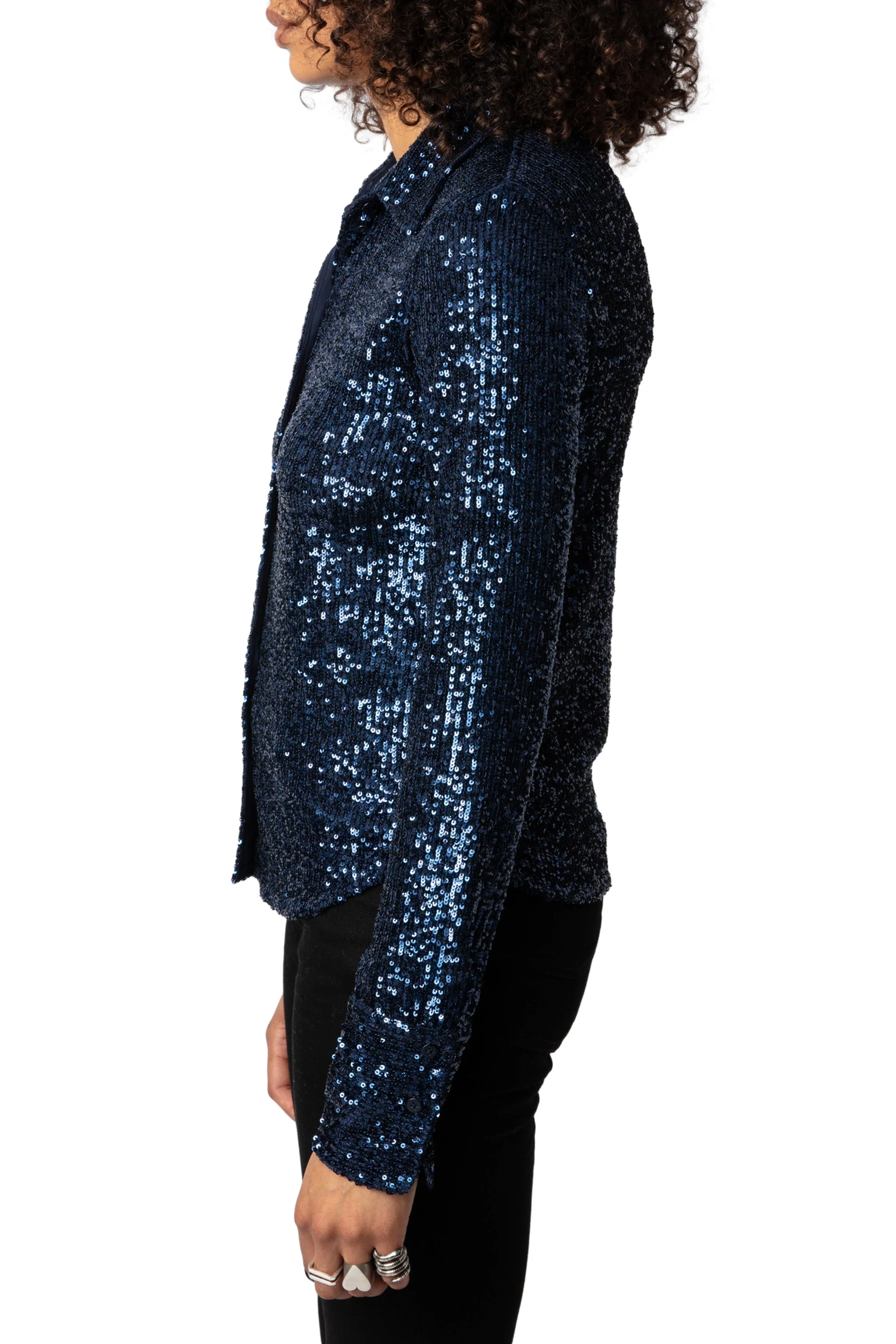 Tawny Sequins Shirt | Navy Blue - Image 4