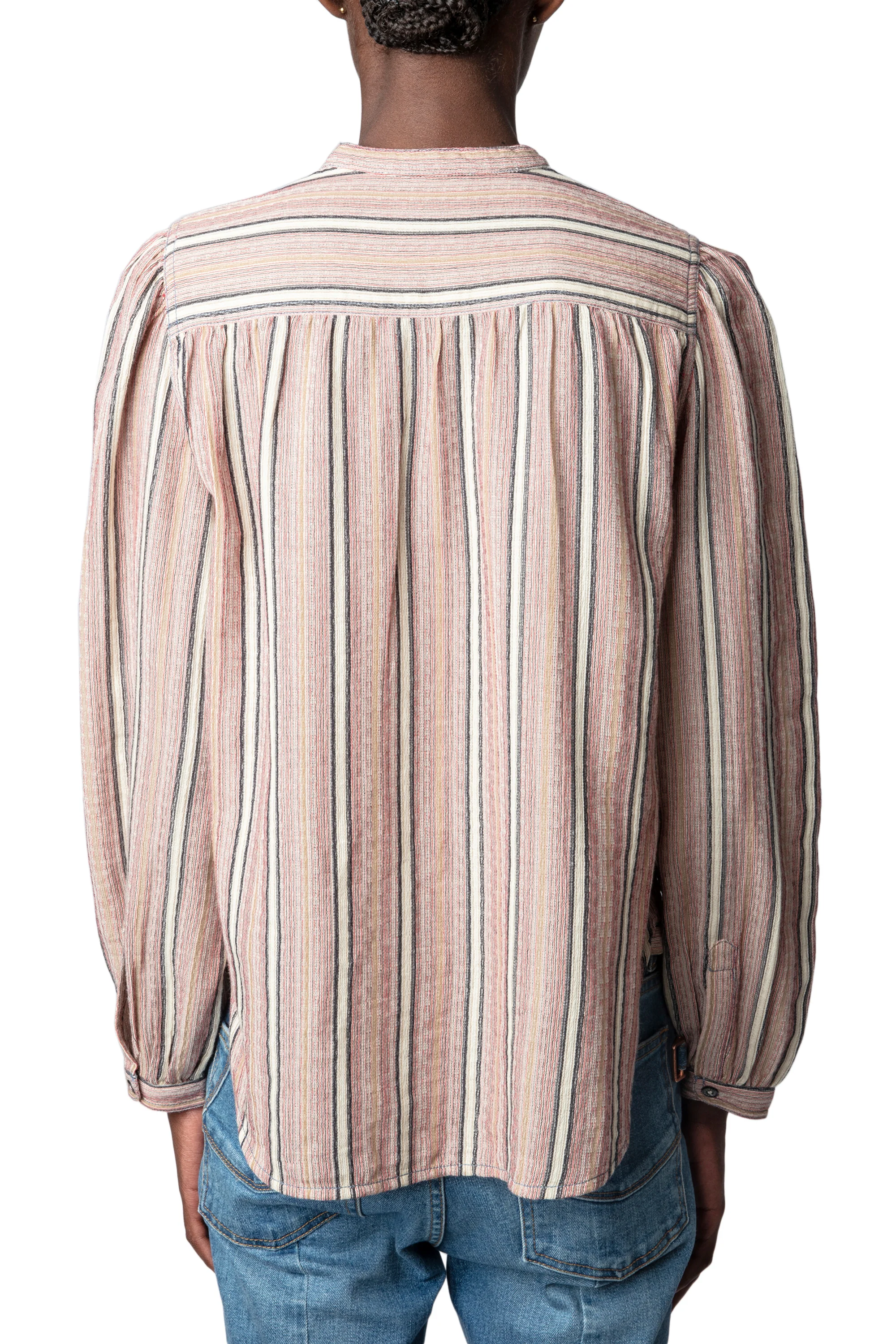 Teda Raye Embroidery Shirt | Pink Striped - Image 5
