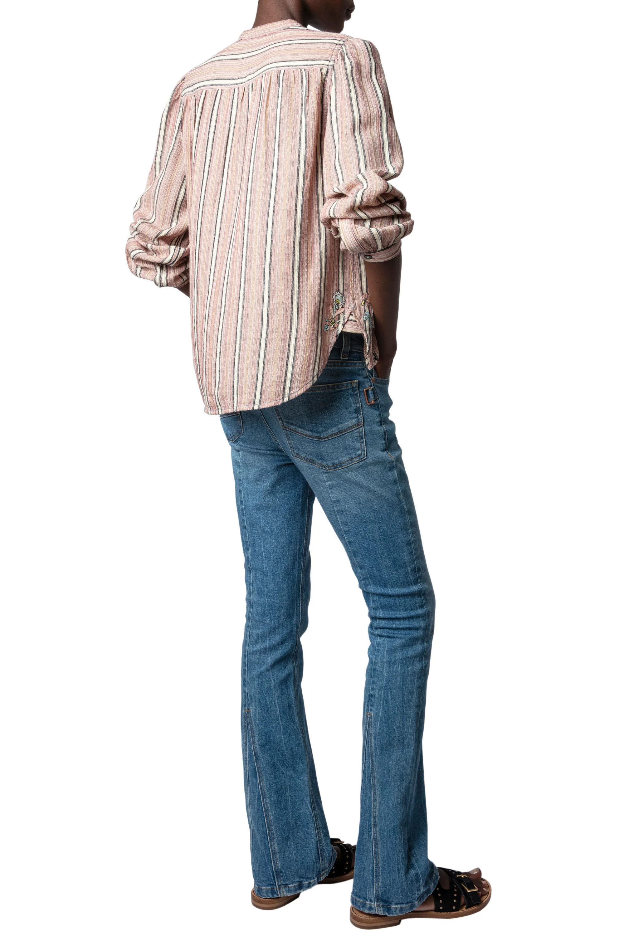 Teda Raye Embroidery Shirt | Pink Striped - Image 6