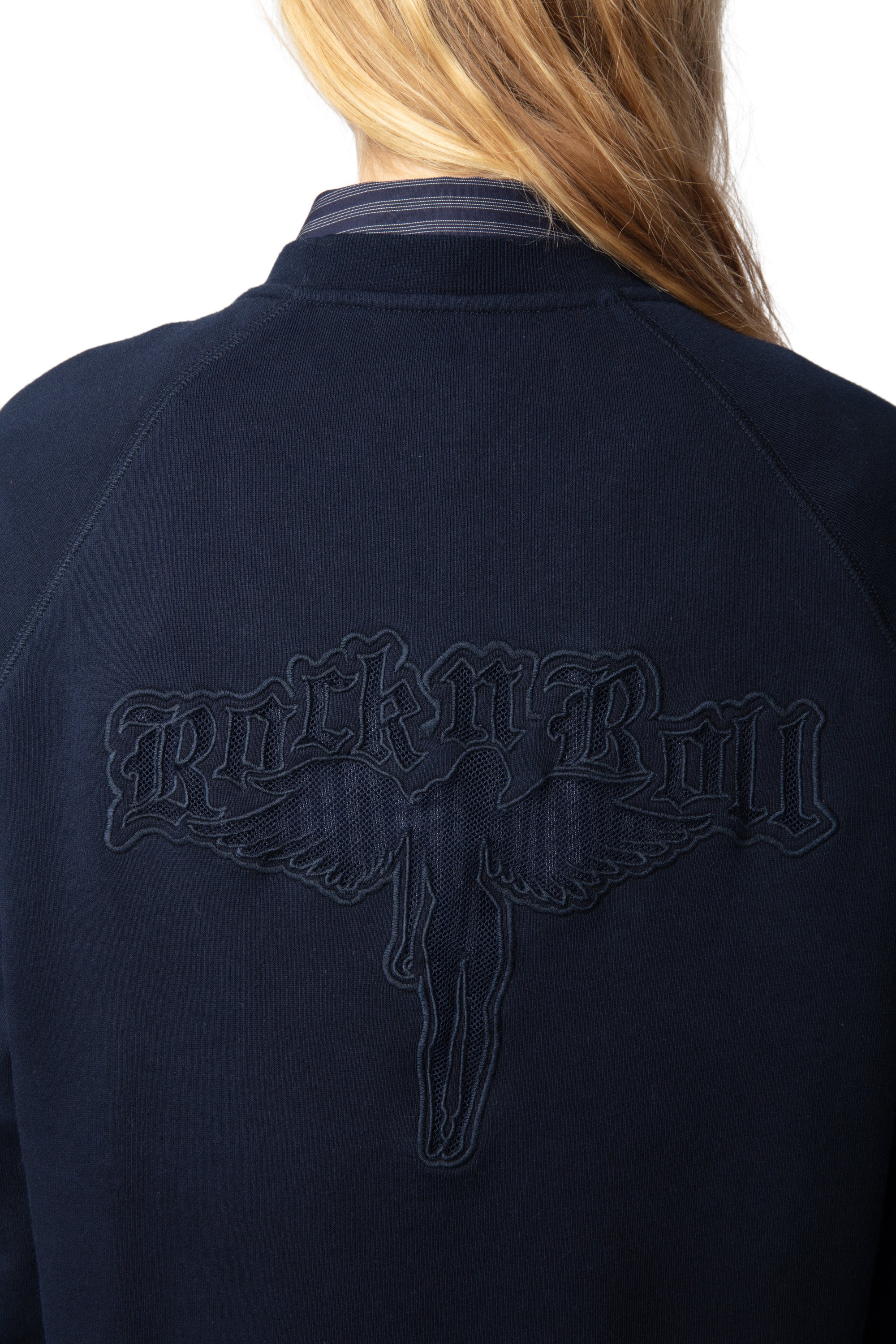 Upper Mo Fishnet Fallen Angel Sweatshirt | Navy Blue - Image 4