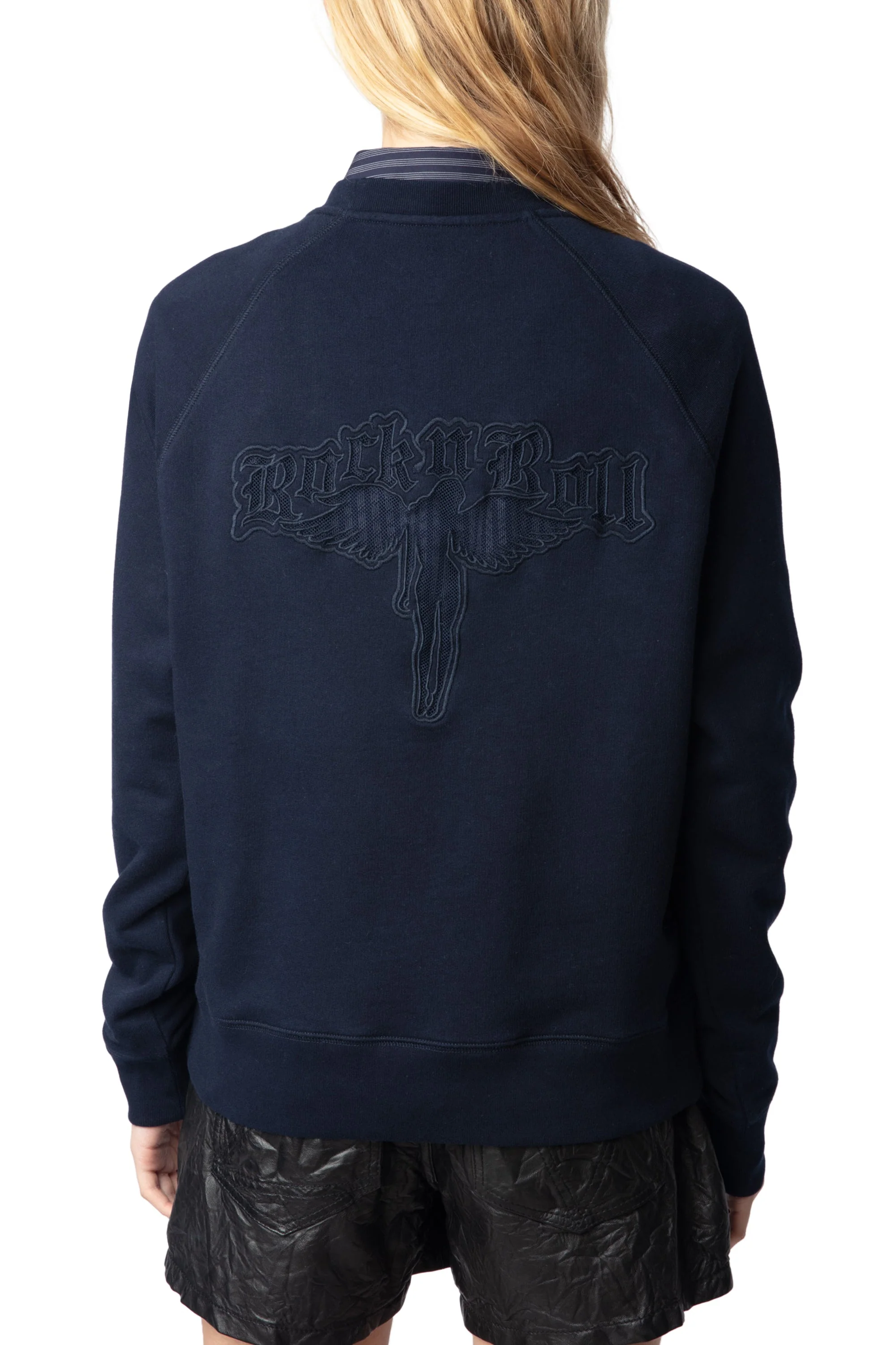 Upper Mo Fishnet Fallen Angel Sweatshirt | Navy Blue - Image 6
