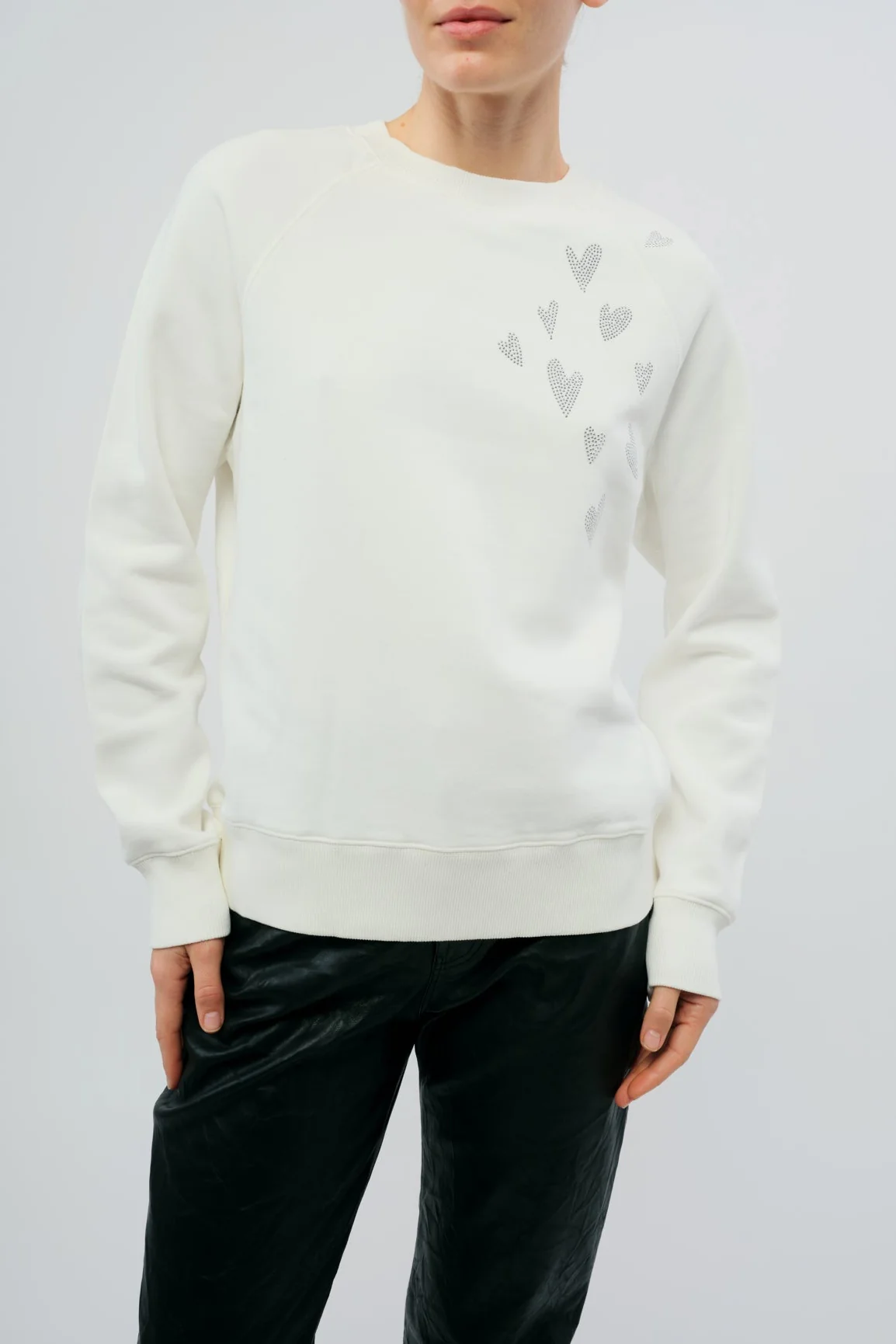 Upper Mo Rain Strass Heart Sweatshirt | Beige