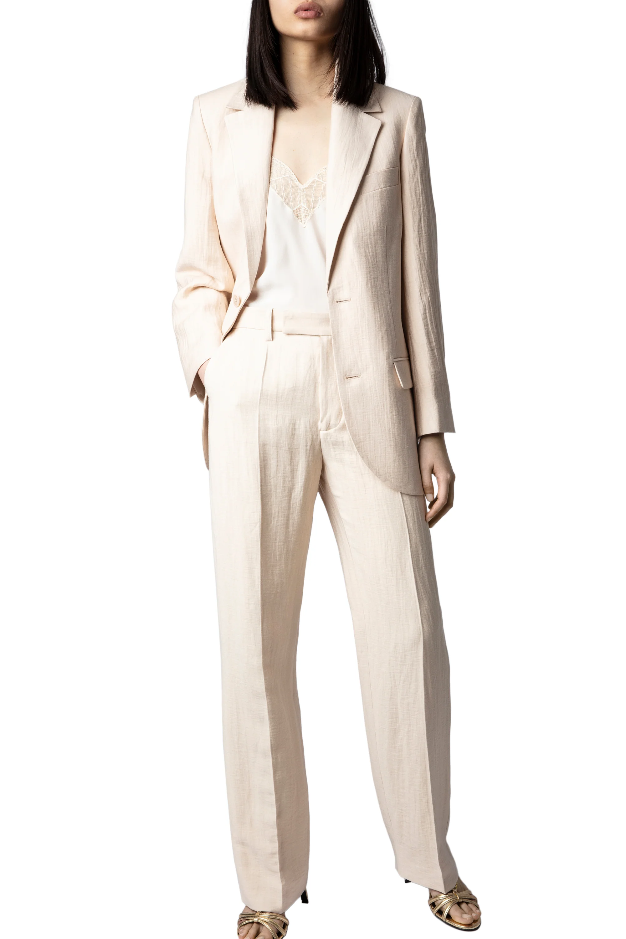 Violet Powder Linen Blazer | Powder - Image 2