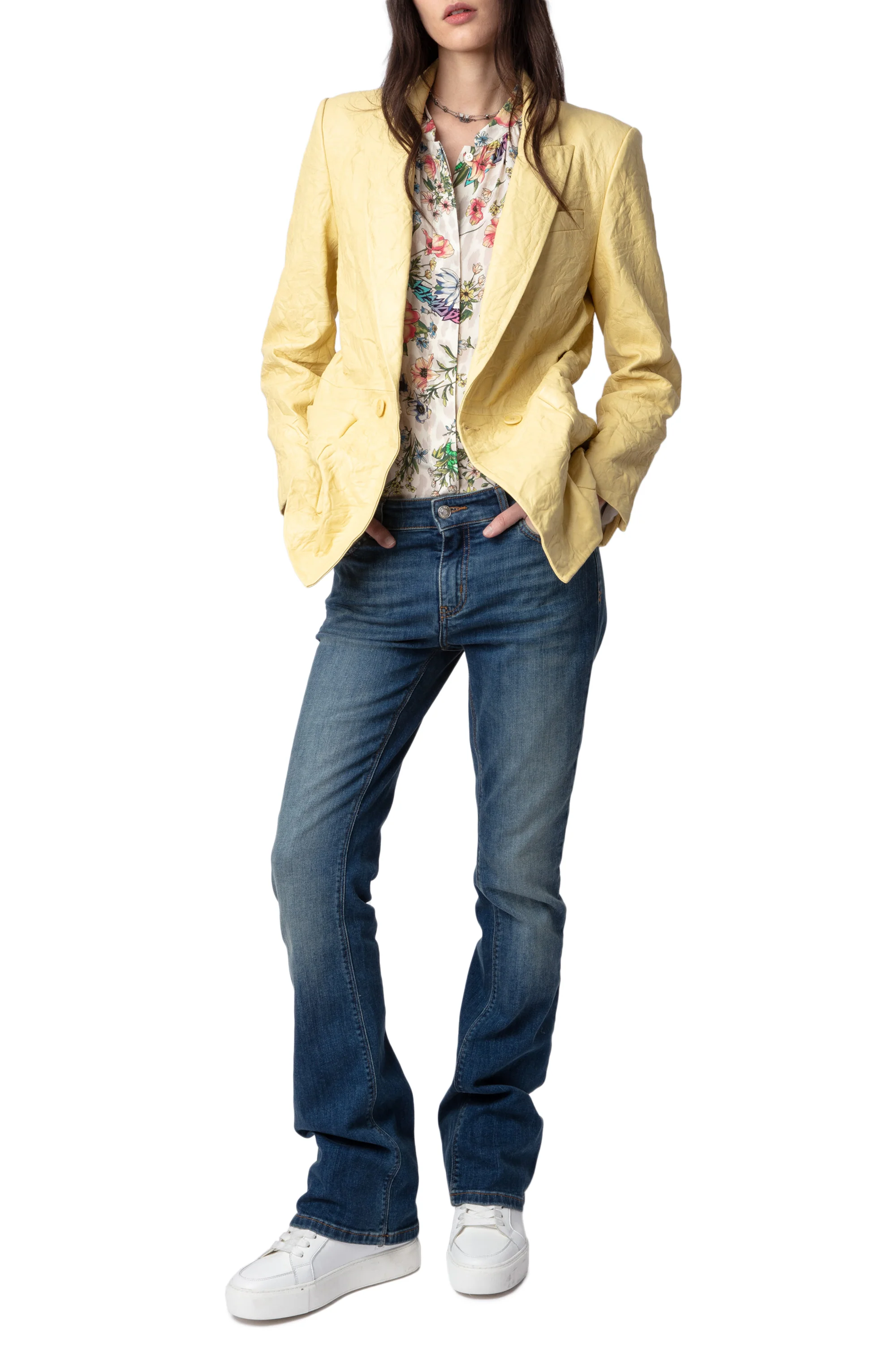 Visko Creased Leather Blazer | Shea Butter - Image 2