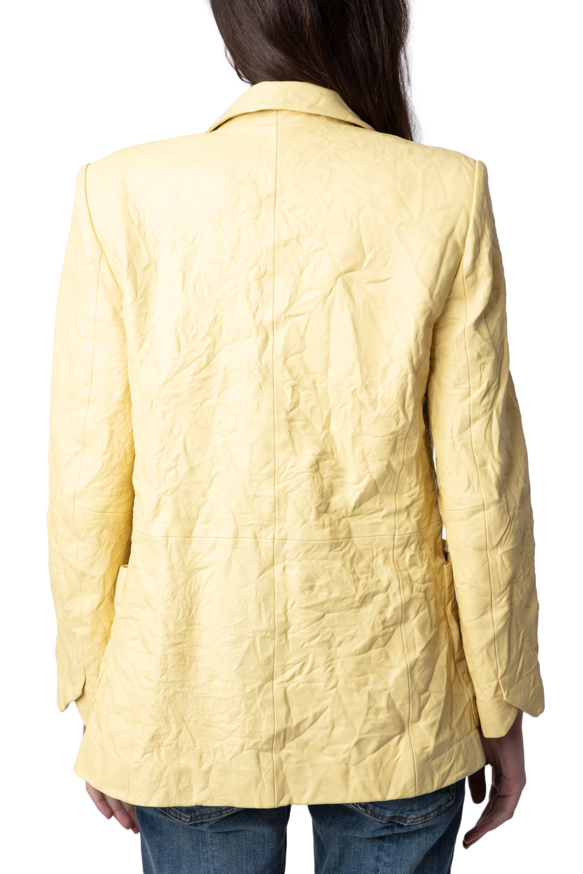 Visko Creased Leather Blazer | Shea Butter - Image 6