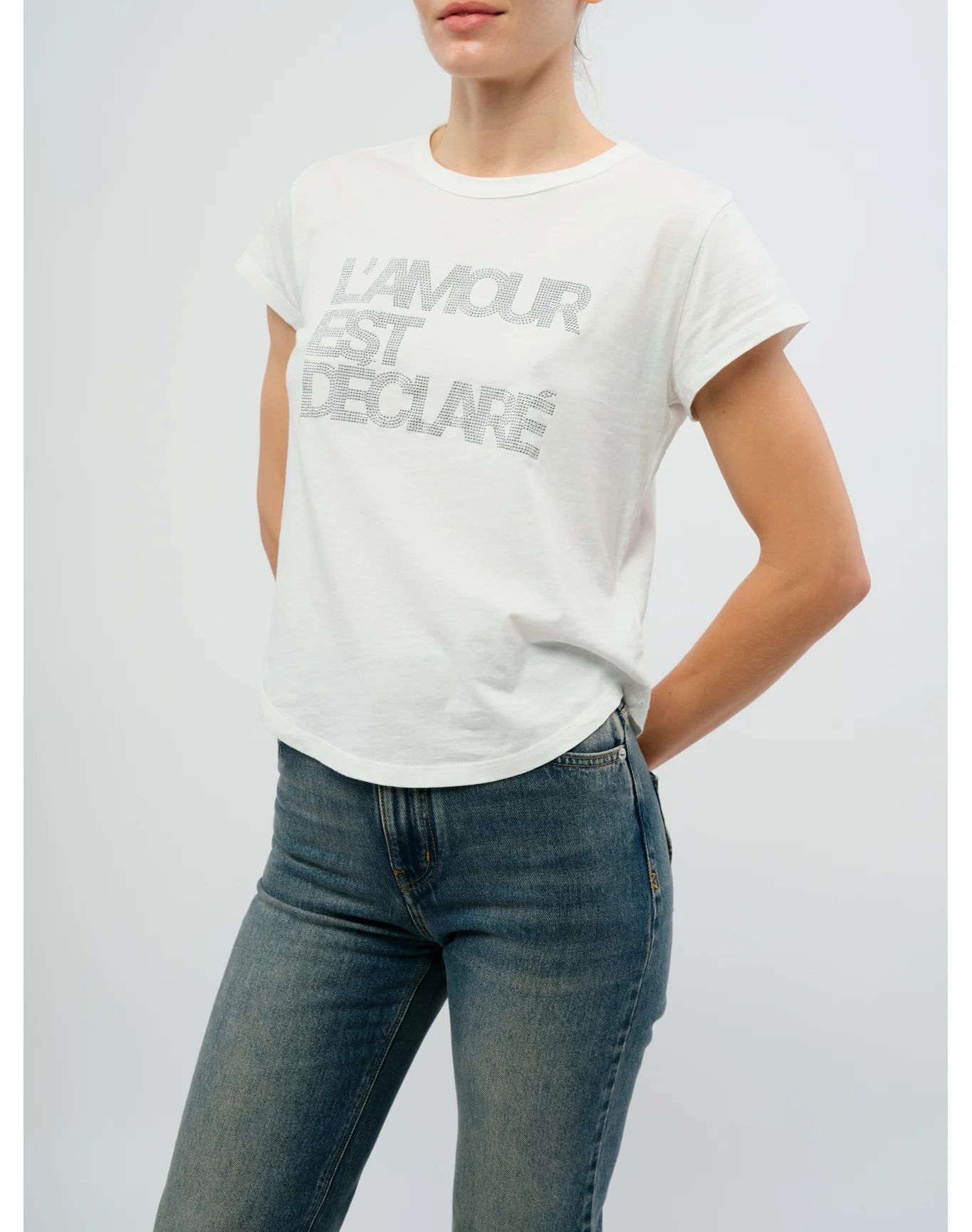 Woop HC Amour Declare Strass T-Shirt | Beige - Image 2