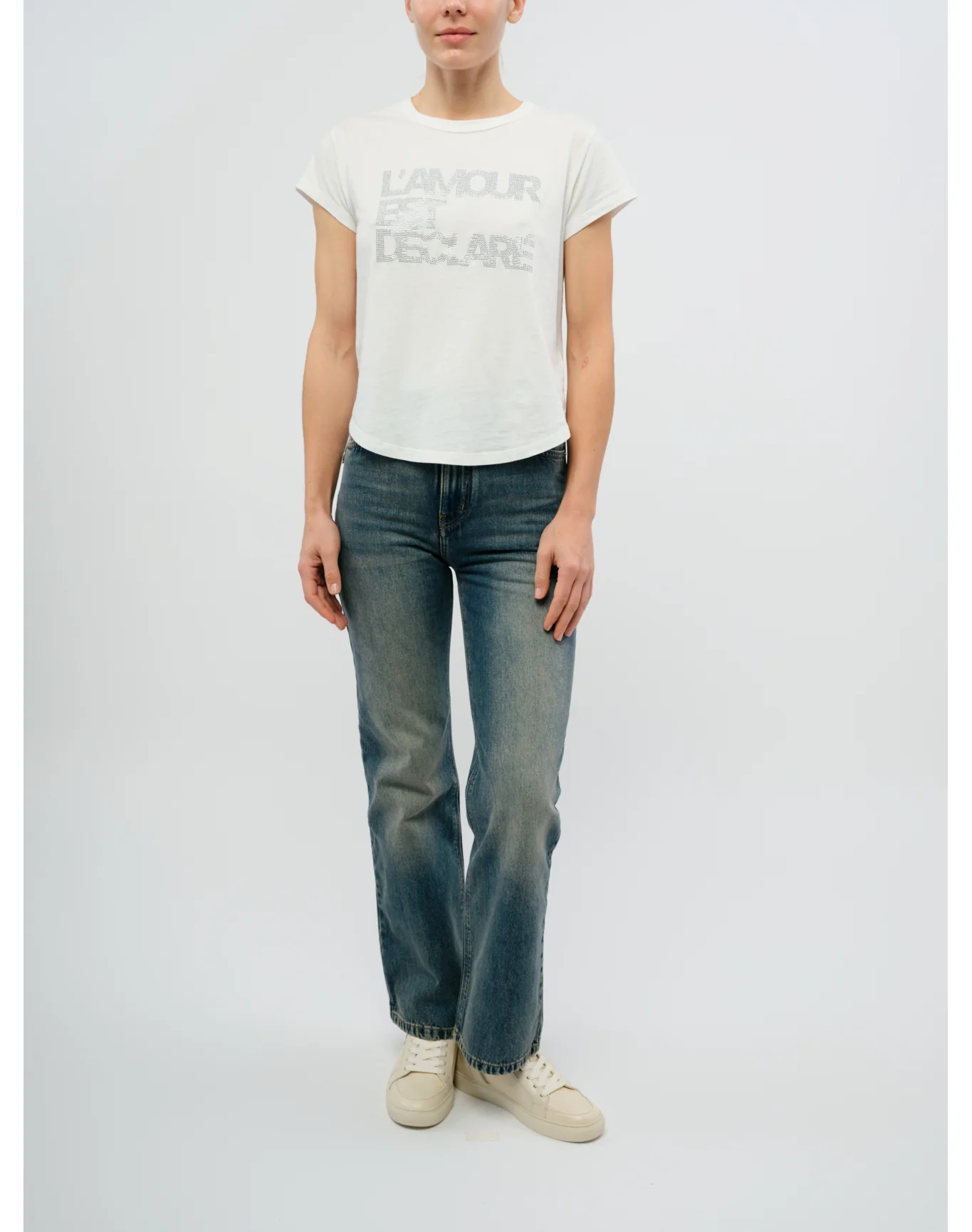 Woop HC Amour Declare Strass T-Shirt | Beige - Image 3