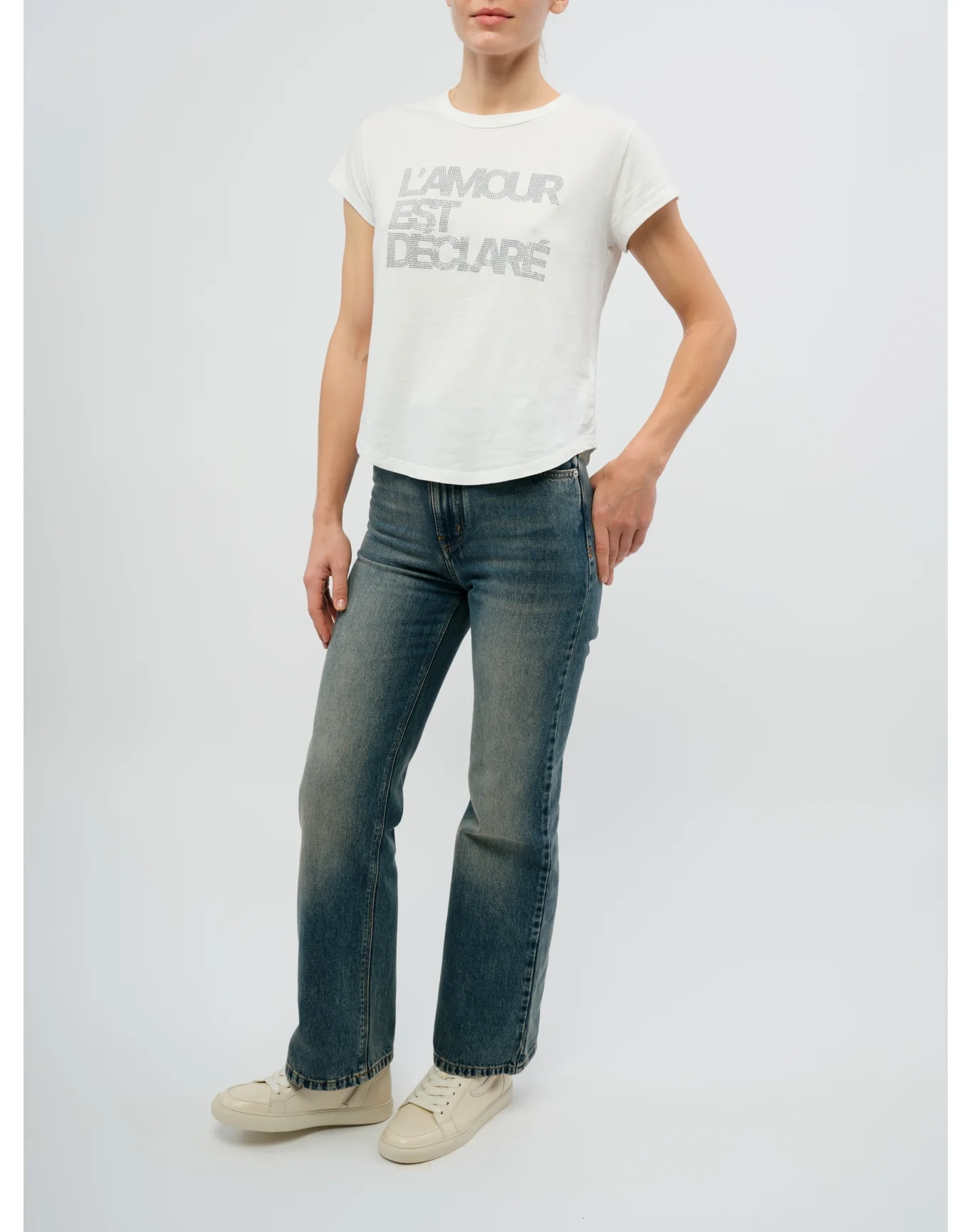 Woop HC Amour Declare Strass T-Shirt | Beige - Image 4