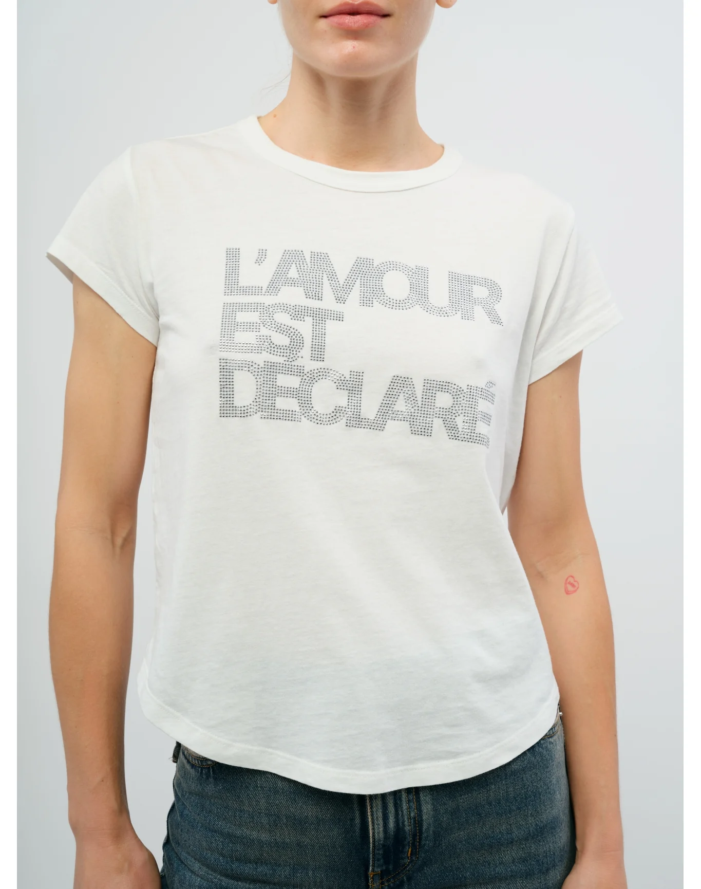Woop HC Amour Declare Strass T-Shirt | Beige - Image 5